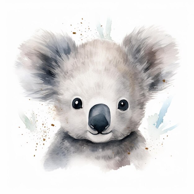 Foto es gibt ein aquarellgemälde eines koala-bären mit blättern.