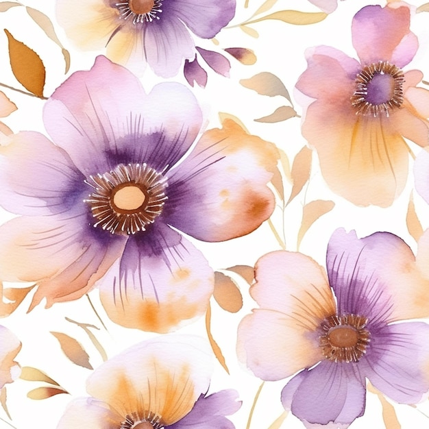 Es gibt ein Aquarellgemälde von Blumen auf einem weißen Hintergrund generativ ai