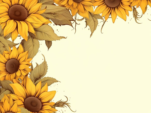 Es gibt ein Bild einer Sonnenblumengrenze mit Blättern generative ai