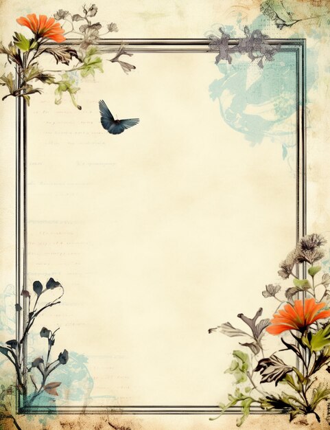 Es gibt ein Bild von einem Bild von einem Vogel und Blumen generative ai.