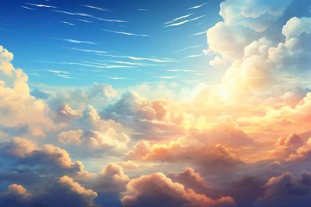 Es gibt ein Bild von einem Himmel mit Wolken und einem Flugzeug generative ai
