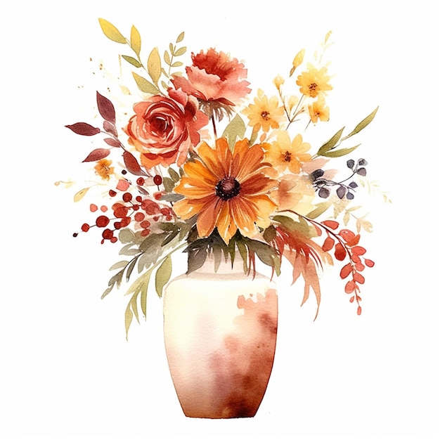 Es gibt ein Gemälde einer Vase mit Blumen darin, generative KI