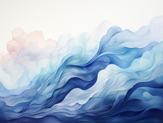 Es gibt ein Gemälde einer Welle aus generativem Wasser aus blauem und weißem Wasser