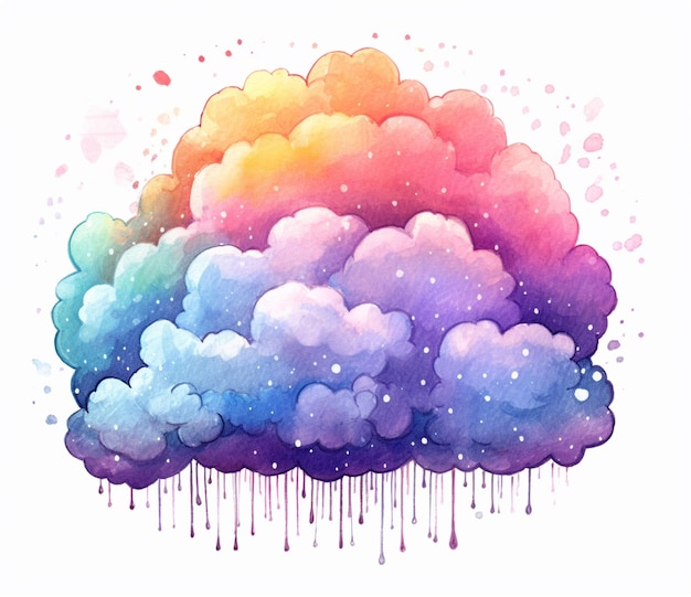 Es gibt ein Gemälde einer Wolke mit einem regenbogenfarbenen Himmel mit generativer KI