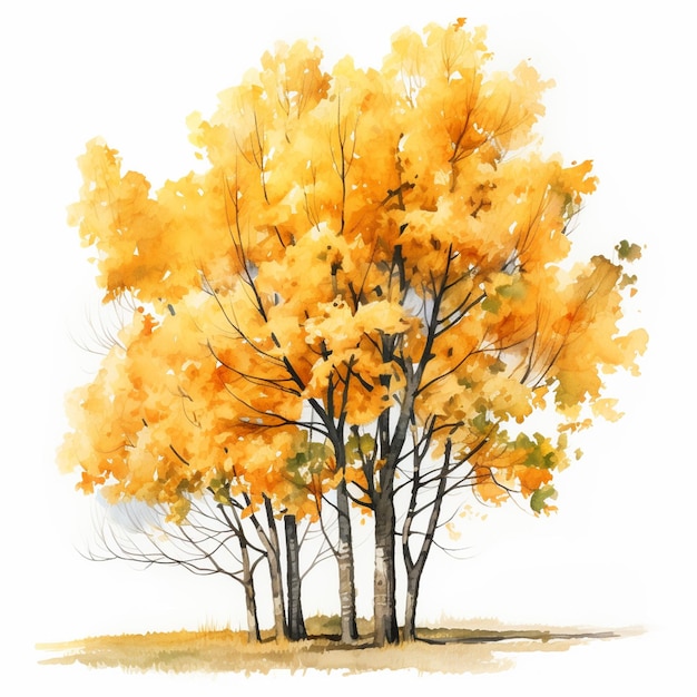 Es gibt ein Gemälde eines Baumes mit gelben Blättern generativ ai