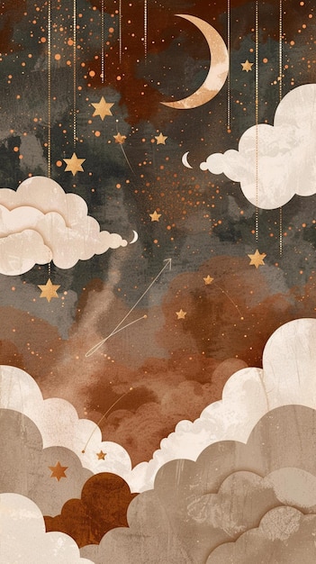 Es gibt ein Gemälde eines Himmels mit Sternen und Wolken generativ ai