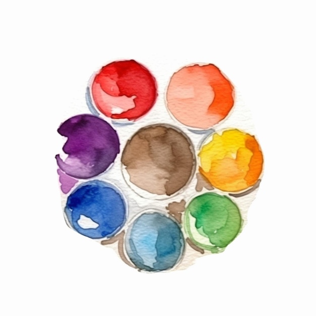 Es gibt ein Gemälde eines Kreises aus Farben mit einem generativen KI-Hintergrund auf weißem Hintergrund