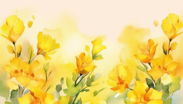 Es gibt ein Gemälde mit gelben Blumen auf weißem Hintergrund, generative KI