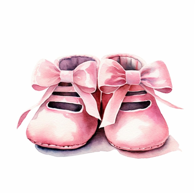 Es gibt ein Gemälde von einem Paar rosa Schuhe mit einem Bogen generative ai