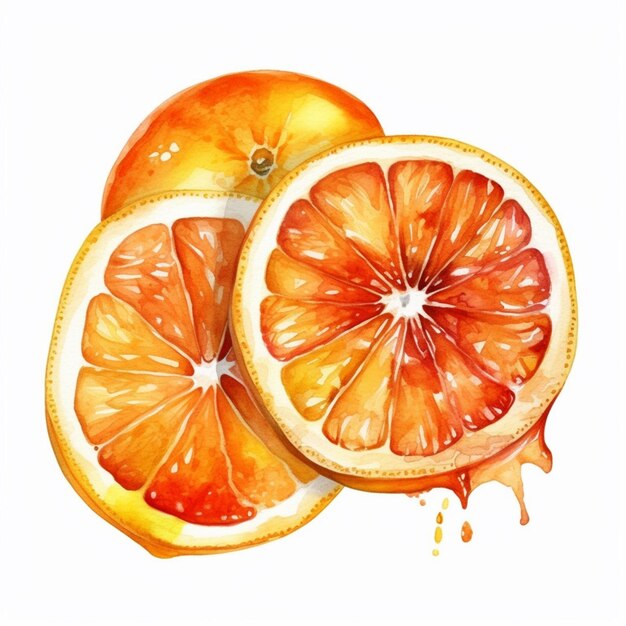Es gibt ein Gemälde von zwei Orangen mit tropfender flüssiger generativer KI