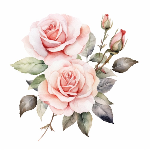 Es gibt ein Gemälde von zwei Rosen auf einem weißen Hintergrund mit generativer KI