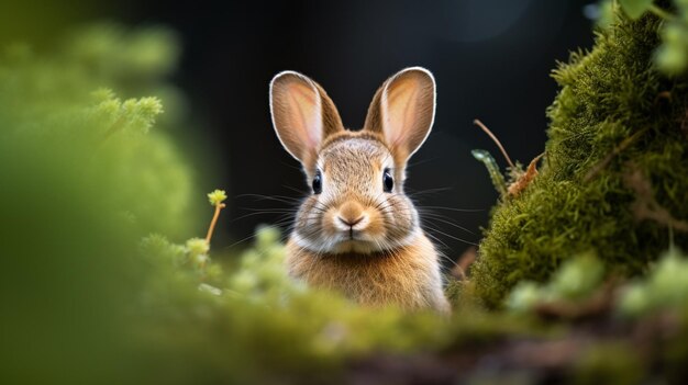 Foto es gibt ein kaninchen, das im gras sitzt.