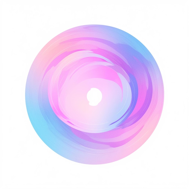 Es gibt ein kreisförmiges Objekt mit einem generativen KI-Farbschema in Rosa und Blau