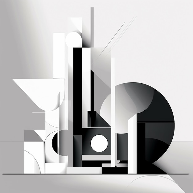 Foto es gibt ein schwarz-weißes abstraktes design mit einer generativen ki auf weißem hintergrund