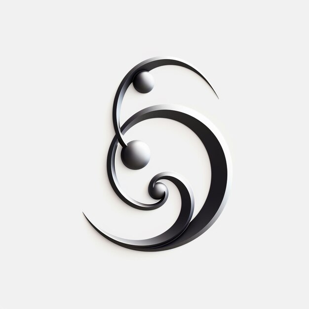 Foto es gibt ein schwarz-weißes logo mit einem spiralförmigen design.