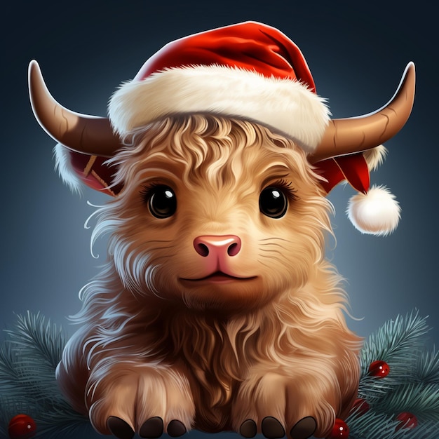 Es gibt ein sehr süßes kleines Tier, das einen Weihnachtsmannshut trägt.