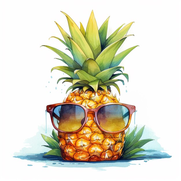 Es gibt eine Ananas, die eine Sonnenbrille trägt, und ein Paar Sonnenbrillen, die generativ sind.