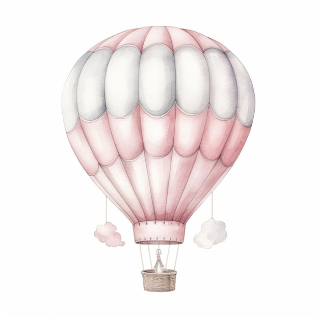 Es gibt eine Aquarellzeichnung eines Heißluftballons generativ ai