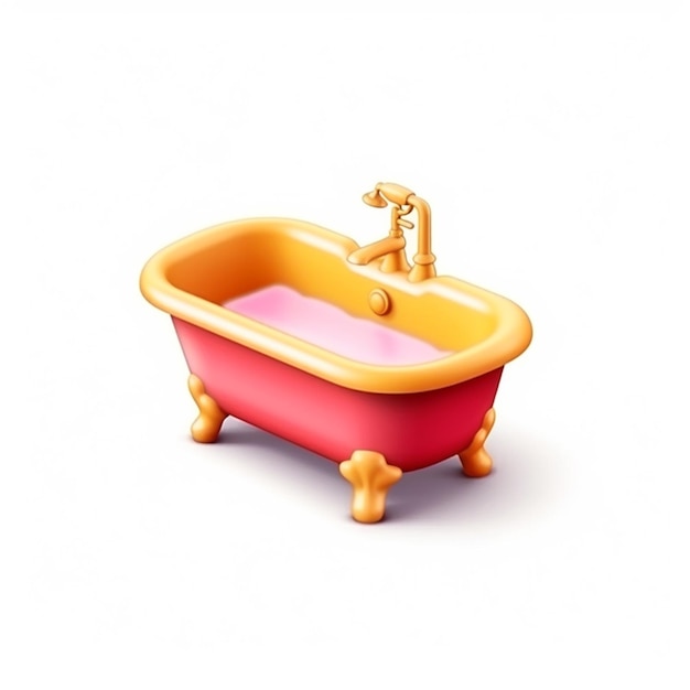 Foto es gibt eine badewanne mit einer rosa und gelben farbe generative ai