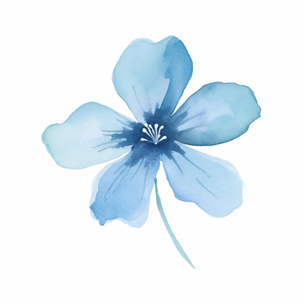 es gibt eine blaue Blume, die auf einem weißen Hintergrund generativ ai