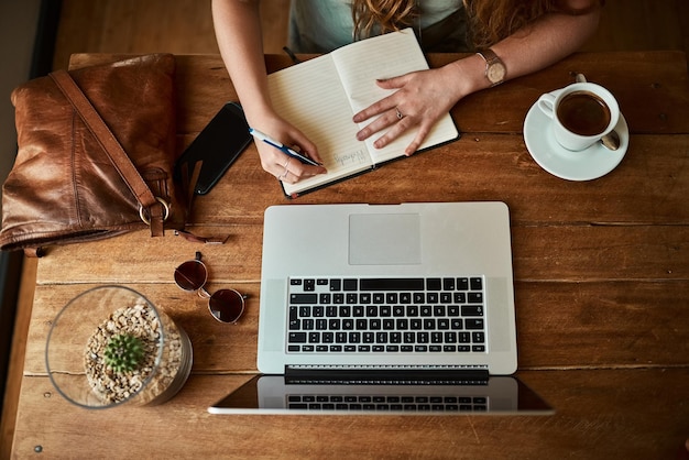 Es gibt eine Chance für alle, die online sind Hochwinkelaufnahme einer nicht wiederzuerkennenden Frau, die ihren Laptop benutzt