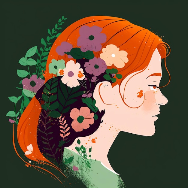 Es gibt eine Frau mit einer Blume im Haar, generative KI