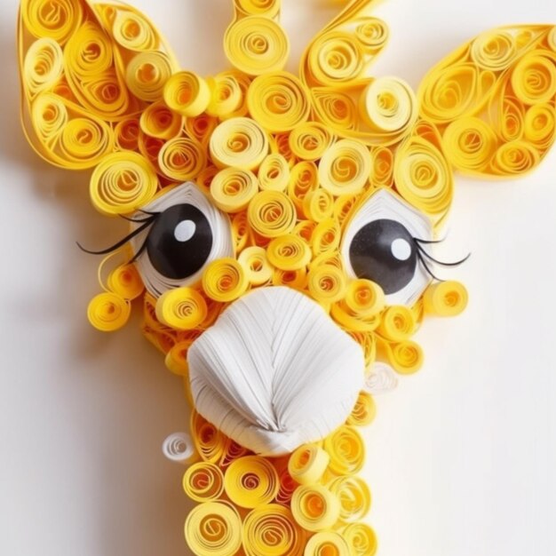 Foto es gibt eine giraffe aus papier und generative ki aus papierblumen