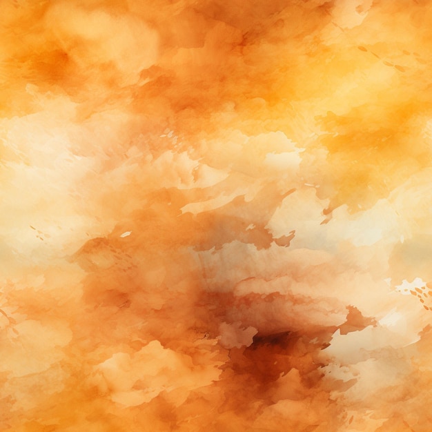 Foto es gibt eine große orangefarbene wolke am himmel mit einem flugzeug, das von generativer ki fliegt