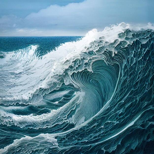 Es gibt eine große Welle, die im Ozean brecht.