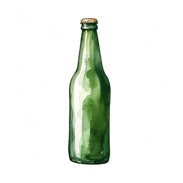 Foto es gibt eine grüne flasche mit einer korkenkappe generativ ai