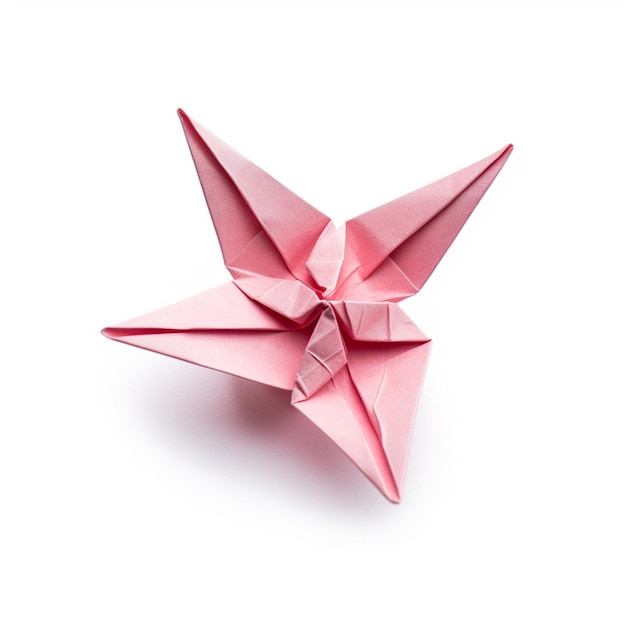 Es gibt eine rosa Origami-Blumen auf einer weißen Oberfläche generative ai