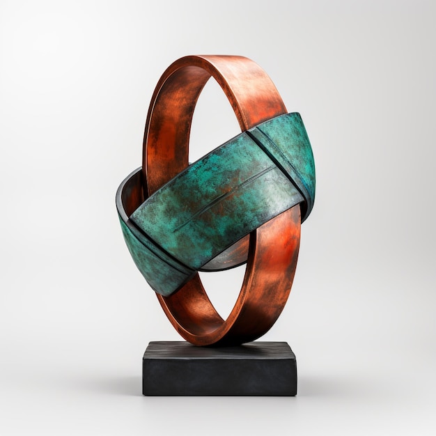Es gibt eine Skulptur aus einem Ring aus Kupfer und generativem Ai aus grüner Paste