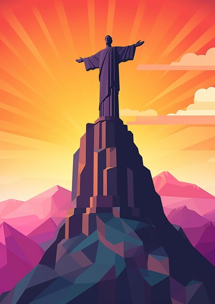 Es gibt eine Statue von Jesus auf dem Gipfel eines Berges.