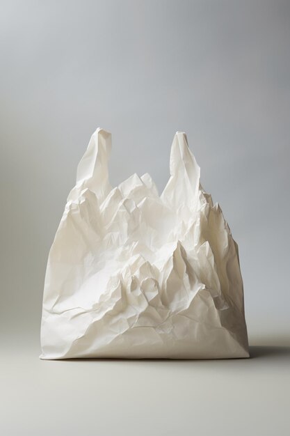 Es gibt eine weiße Papiertüte mit einem Berg im Hintergrund, generative KI