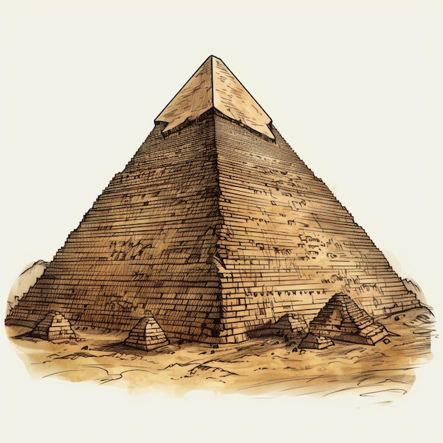 Es gibt eine Zeichnung einer Pyramide mit einer Pyramide oben auf der generativen KI