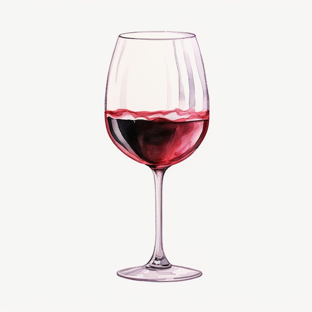 Es gibt eine Zeichnung eines Weinglases auf einem weißen Hintergrund.