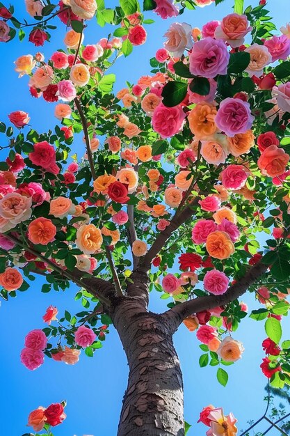 Foto es gibt einen baum mit vielen blumen, die darauf wachsen.