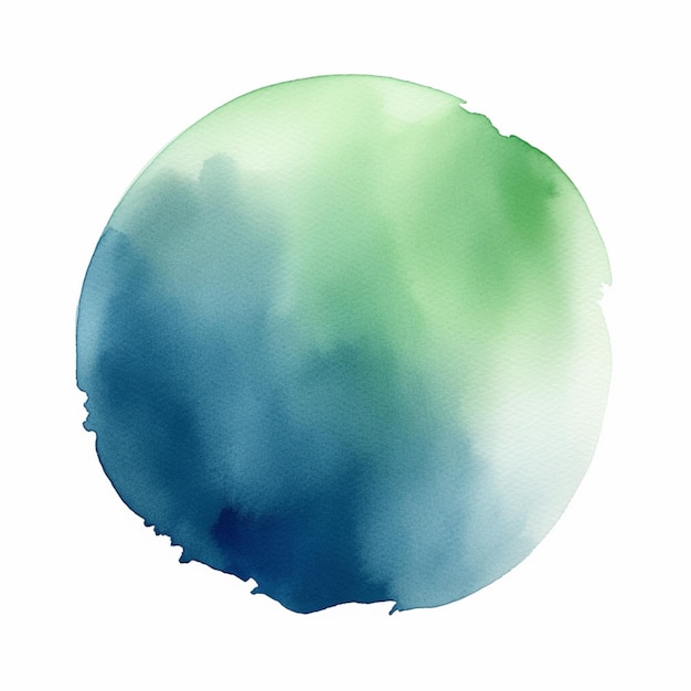Es gibt einen blauen und grünen Aquarellkreis auf einem generativen KI-Hintergrund mit weißem Hintergrund