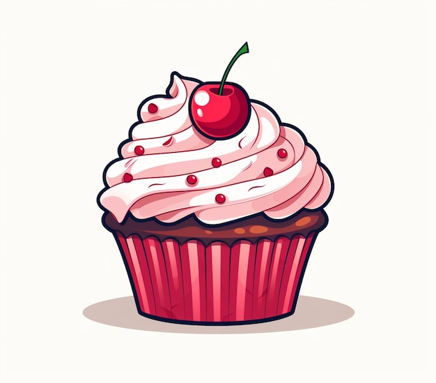 Es gibt einen Cupcake mit einer Kirsche oben drauf, generative KI