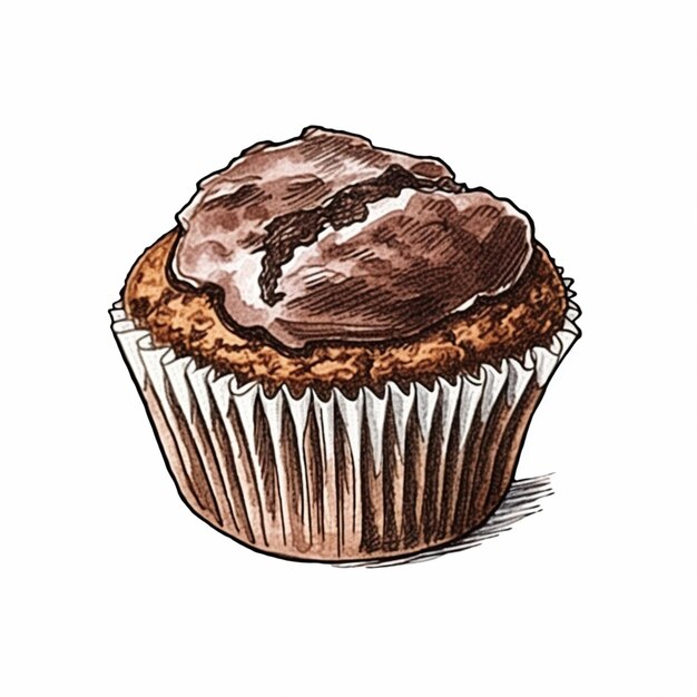 Es gibt einen Cupcake mit Schokoladenglasur darauf, generative KI