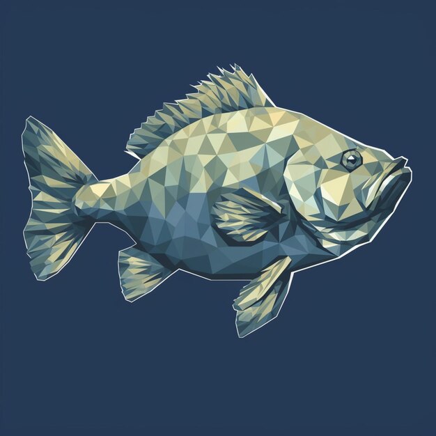 Es gibt einen Fisch, der sehr niedrig polygonal ist und hat einen blauen Hintergrund generative ai