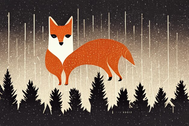 Es gibt einen Fuchs, der im Wald steht.