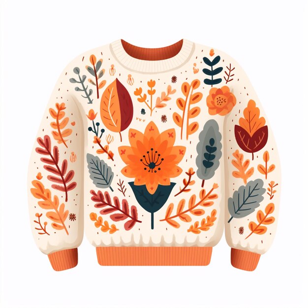 Es gibt einen Pullover mit einem Blumen-Design generativ ai