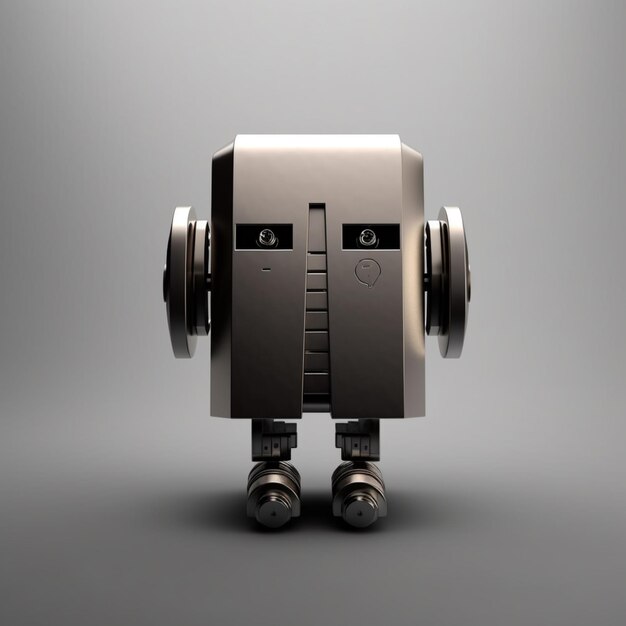 Es gibt einen Roboter, der auf Rädern steht und eine Kamera generiert.