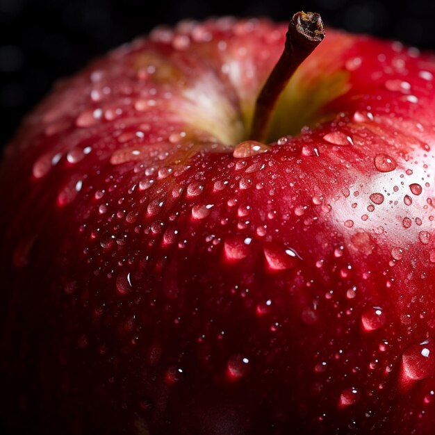 Es gibt einen roten Apfel mit Wassertropfen darauf, generative KI