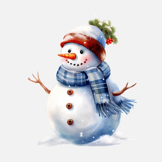 Es gibt einen Schneemann mit Hut und Schal auf generativer Ai