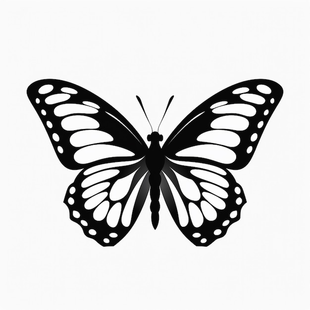 Es gibt einen schwarz-weißen Schmetterling mit weißen Punkten darauf, generativer KI