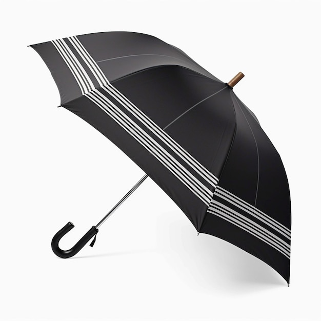 Es gibt einen schwarzen Regenschirm mit einem weißen Streifen darauf, generative KI