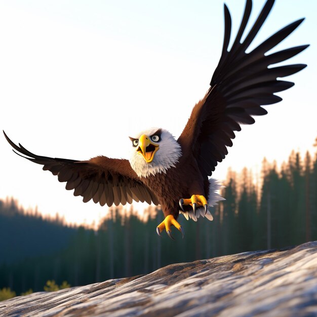 Es gibt einen Vogel, der über einen Felsen fliegt.