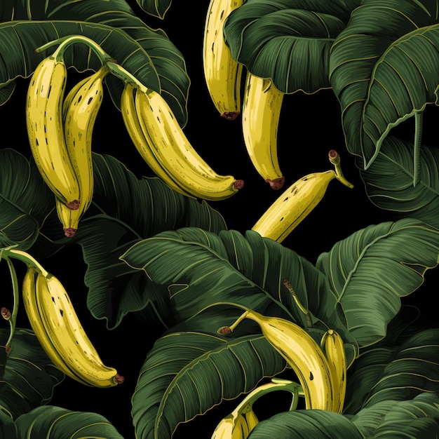 Es gibt viele Bananen, die auf den grünen Blättern wachsen